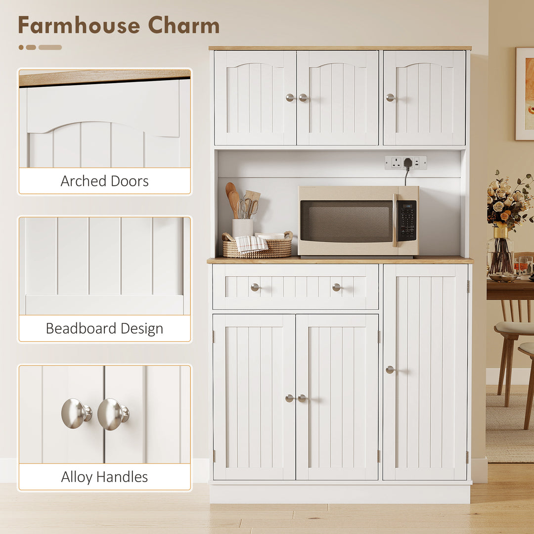173 cm Tall Kitchen Cupboard with Charging Station, Pantry Storage Cab