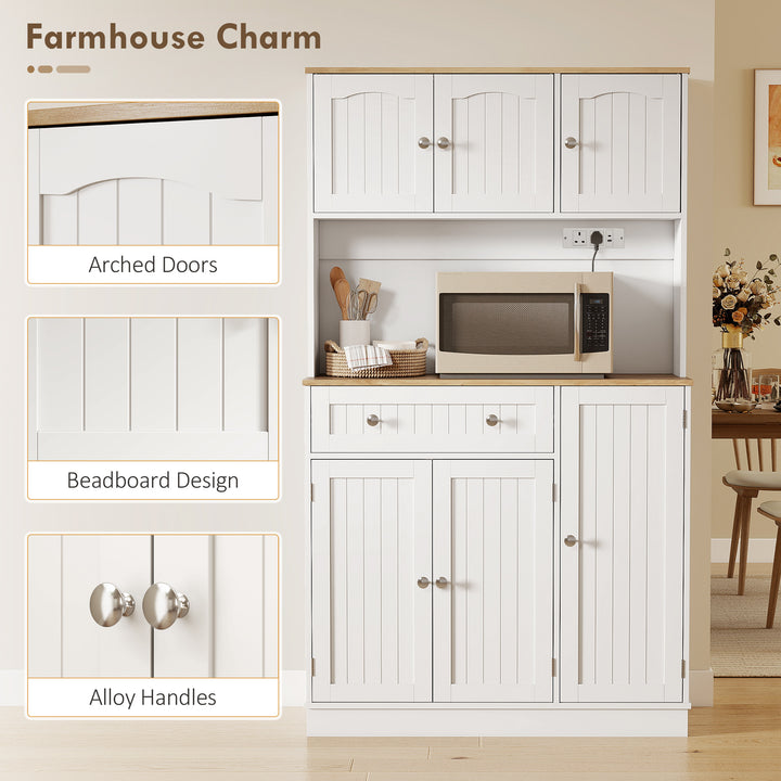 173 cm Tall Kitchen Cupboard with Charging Station, Pantry Storage Cab