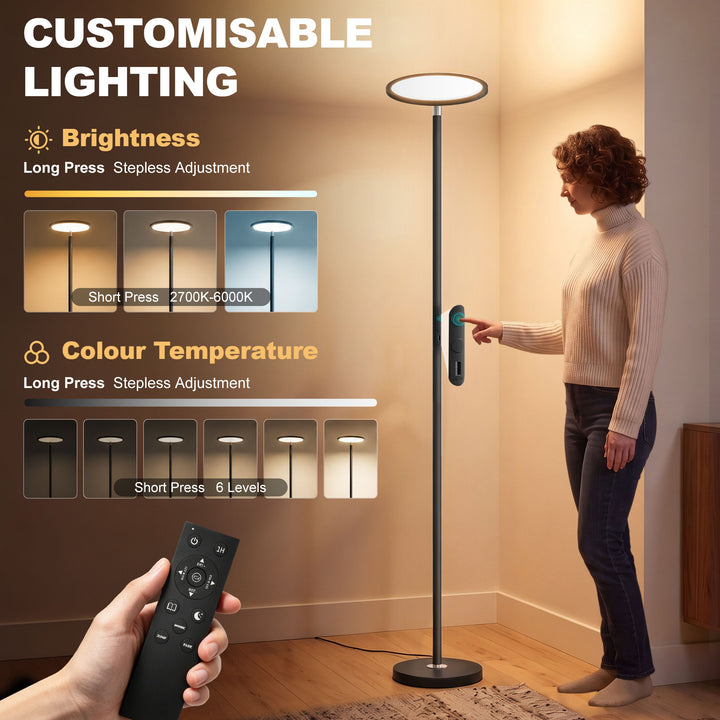 Uplighter Floor Lamp with Tuya App and Music Sync, Standing Lamp with 