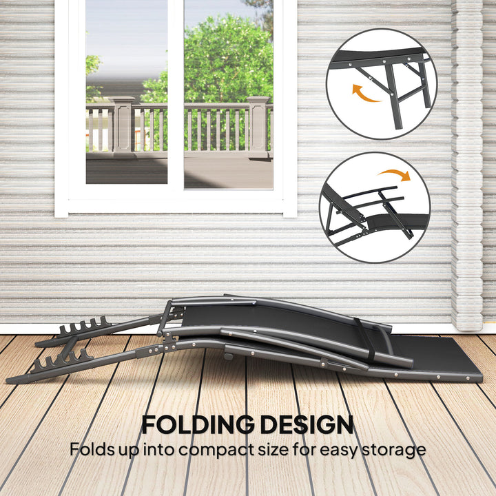 Set of Two Adjustable Back Sun Loungers - Black