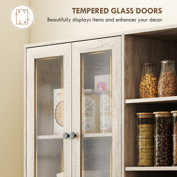 MCL Multi-Storage Kitchen Cabinet, with Glass Doors - Grey Wood-Effect