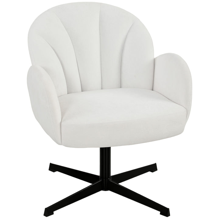 Swivel Accent Chair, Shell-Shaped Armchair with Spring Cushion, Metal 