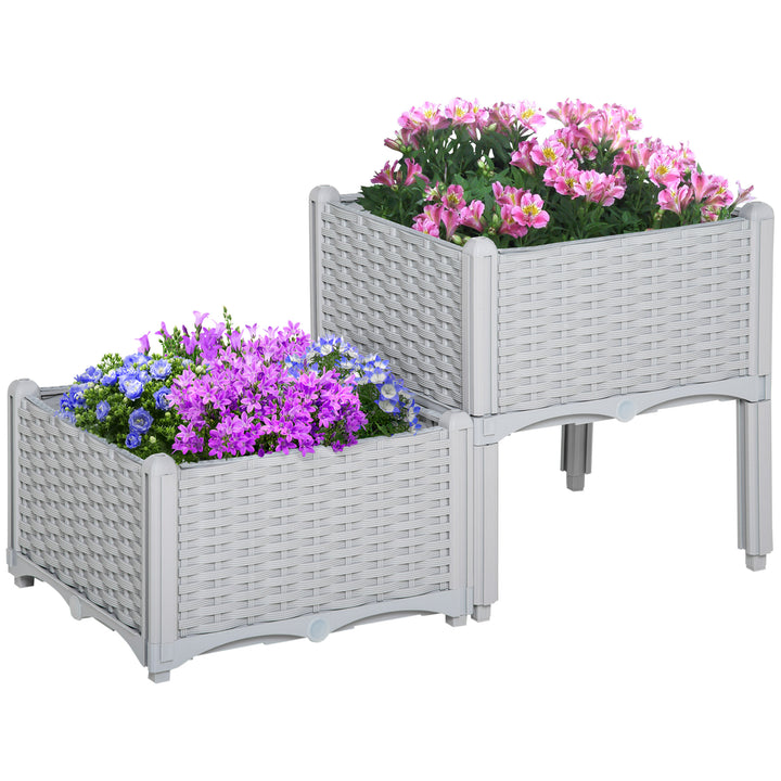 MCL Set of Two Rattan-Effect Planters - Grey
