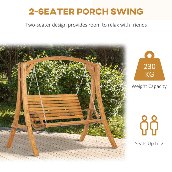 2 Seater Garden Swing Seat Swing Chair, Outdoor Wooden Swing Bench Seat