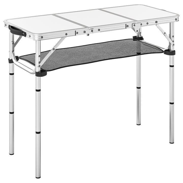 3ft Folding Camping Table, Picnic Table with Mesh Storage Layer, Carry
