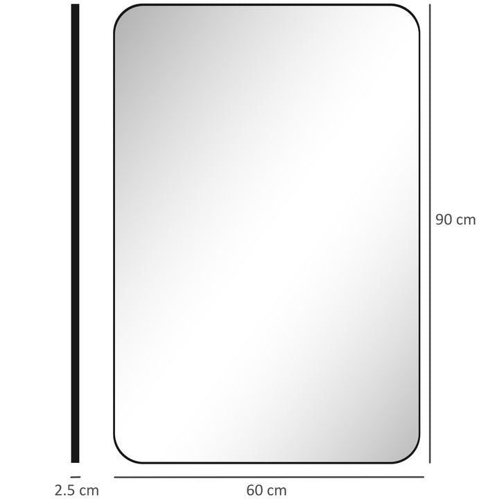 90 x 60cm Curved Bathroom Mirror - Black