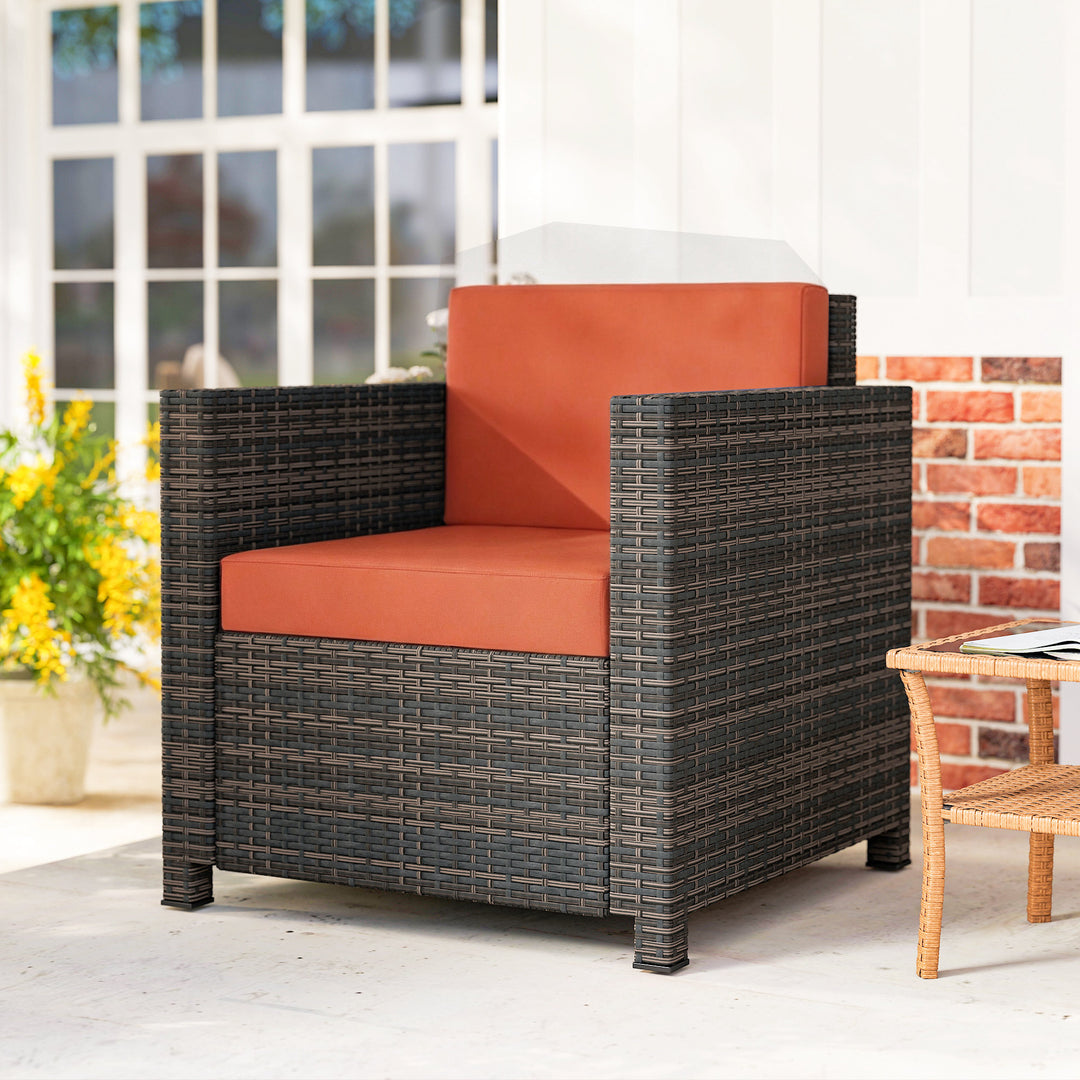 PE Rattan Garden Armchair with Cushion
