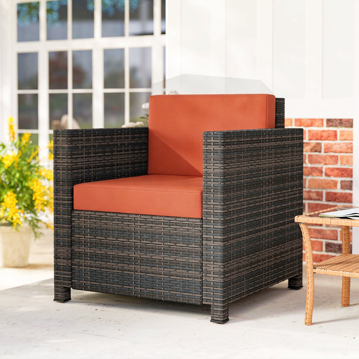 PE Rattan Garden Armchair with Cushion