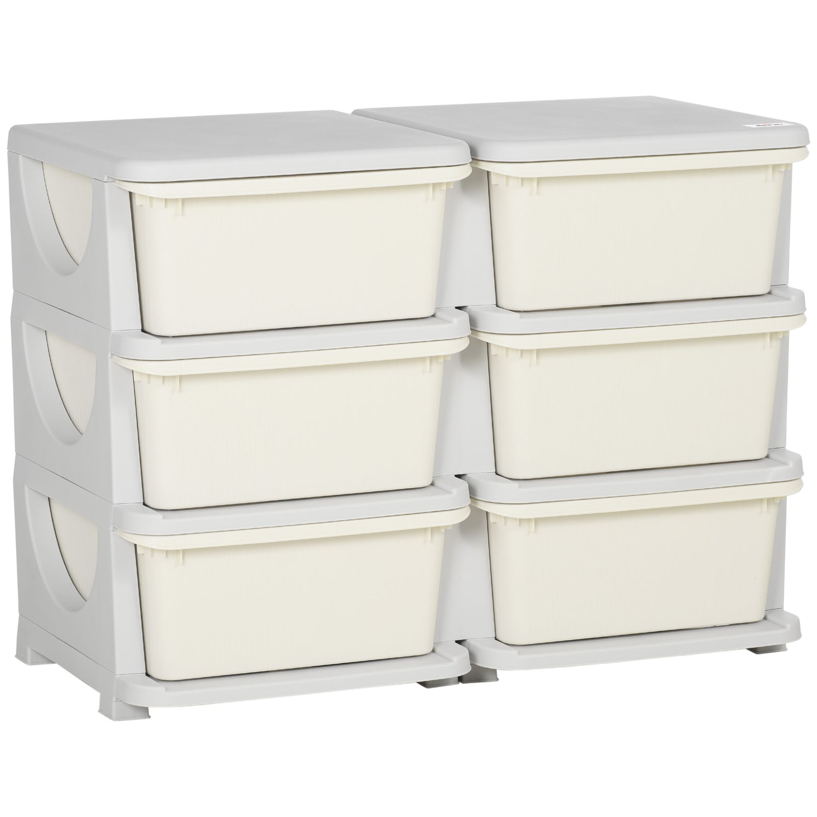 Kids Storage Unit, with Six Drawers - Cream