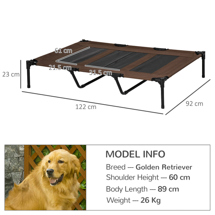 PawHut Elevated Cooling Pet Bed, Portable Raised Dog Cot with Breathable Mesh, Anti-Slip Rubber Feet for Indoor & Outdoor, Brown | Aosom UK