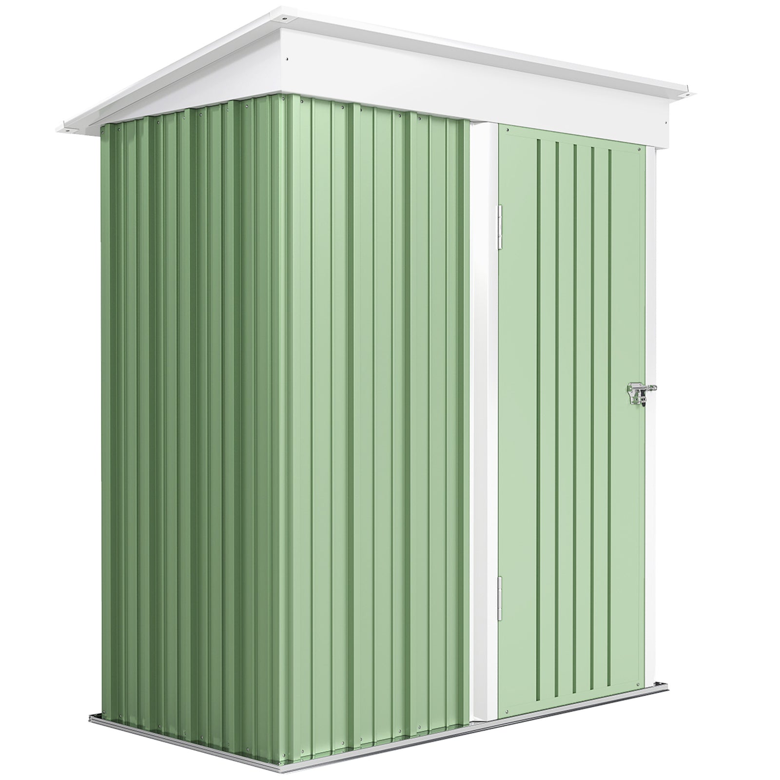 Metal Garden Shed, Outdoor Lean-to Shed for Tool Motor Bike, with Adjustable Shelf, Lock, Gloves, 5'x3'x6', Green