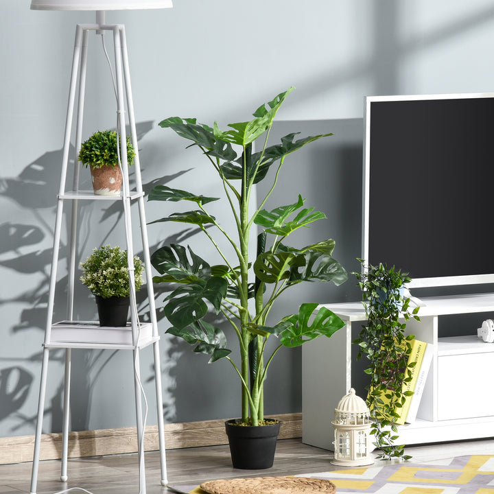 100cm/3.3FT Artificial Monstera Tree Decorative Cheese Plant 21 Leaves with Nursery Pot, Fake Tropical Palm Tree for Indoor Outdoor Décor