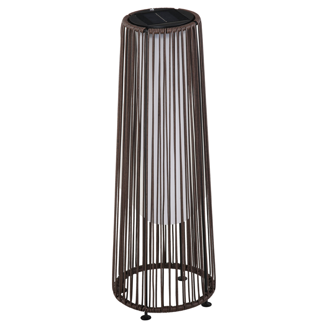Patio Garden PE Rattan Solar Lights Woven Resin Wicker Lantern Auto On/Off Solar Powered Lights for Porch, Yard, Lawn, Courtyard, Indoor & Outdoor Brown
