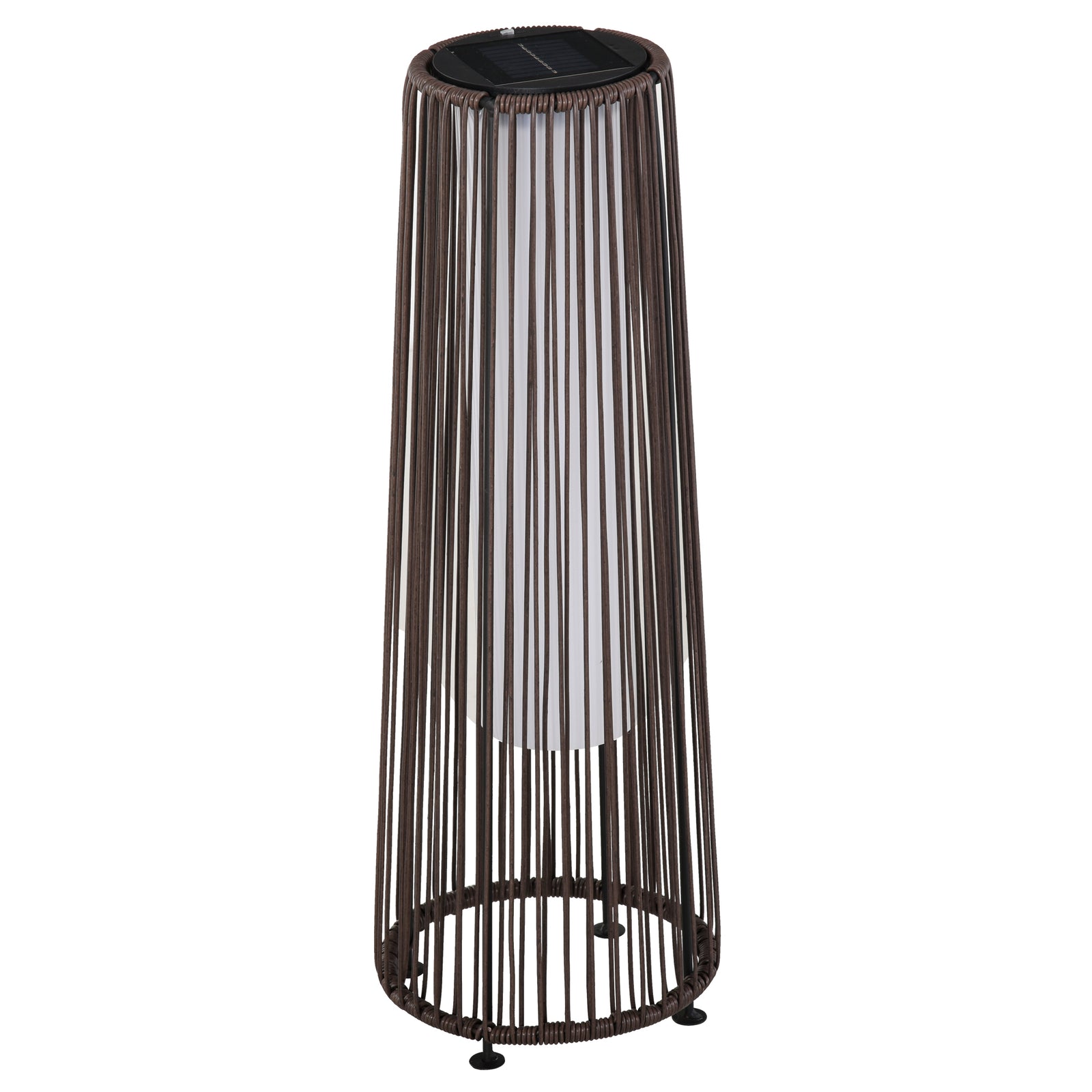 Patio Garden PE Rattan Solar Lights Woven Resin Wicker Lantern Auto On/Off Solar Powered Lights for Porch, Yard, Lawn, Courtyard, Indoor & Outdoor Brown