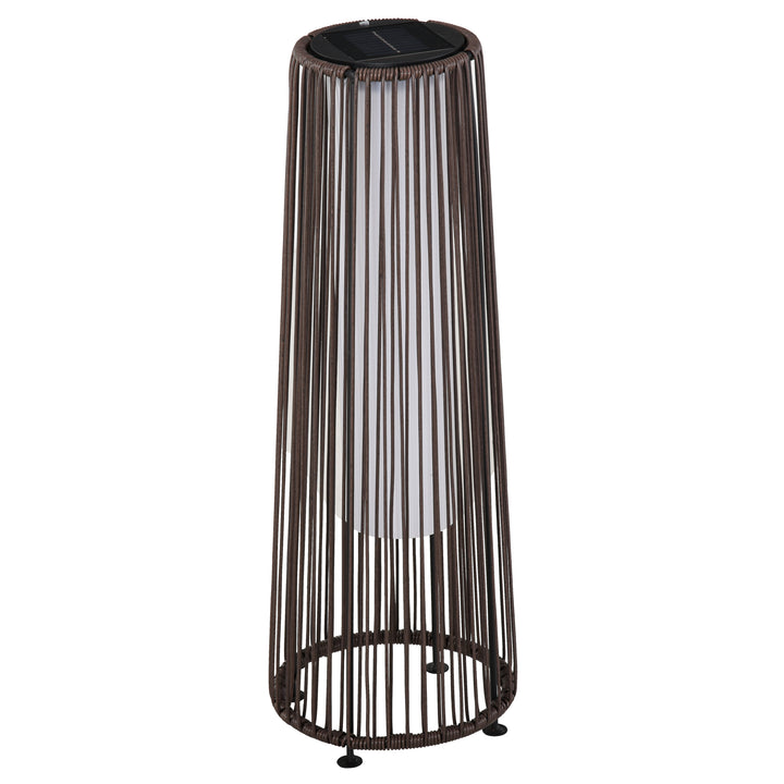 Patio Garden PE Rattan Solar Lights Woven Resin Wicker Lantern Auto On/Off Solar Powered Lights for Porch, Yard, Lawn, Courtyard, Indoor & Outdoor Brown