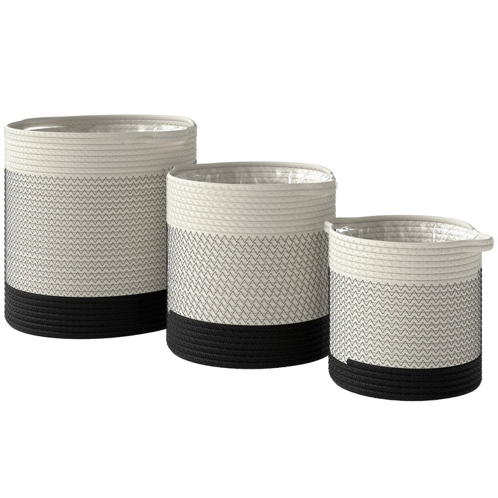 Plant Pots Handwoven Cotton Indoor Planters with Waterproof Liner Set 