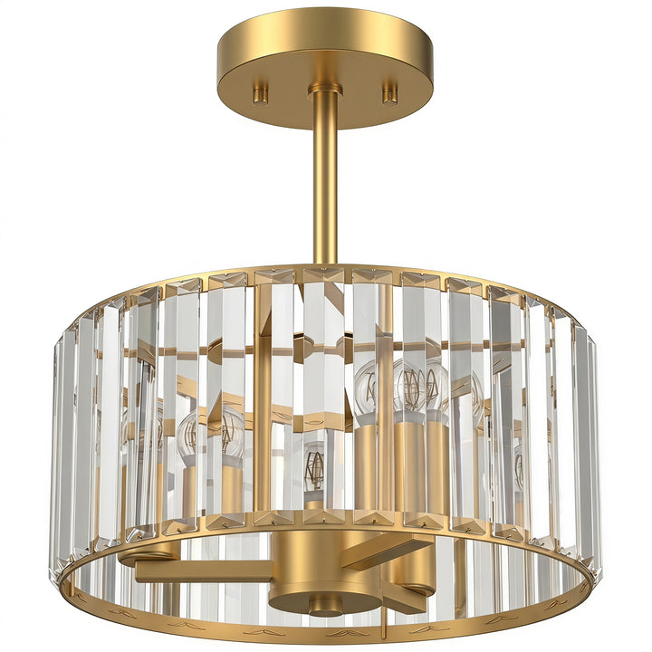 Semi Flush Mount Modern Crystal Chandelier Ceiling Light, Crystal Ceil