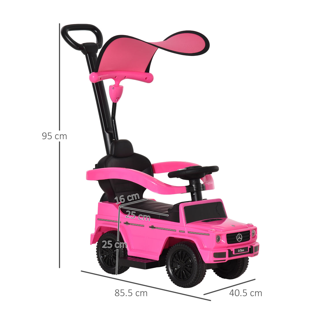 MCL 3 in 1 Kids Children Ride on Push Car Toddler Sliding Car G350 Licensed Walker Foot to Floor Slider Push-Along with Horn Steering Wheel NO POWER Manual, Pink