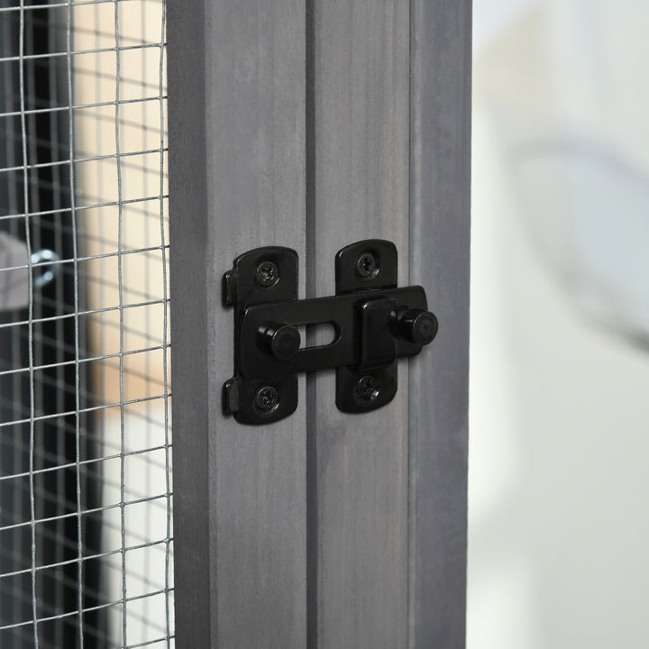 MCL Bird Cage budgie cage Wooden Outdoor Aviary with Wheels  for Canary Finch with Asphalt Roof Perch Nest Ladder Slide-out Tray, Grey