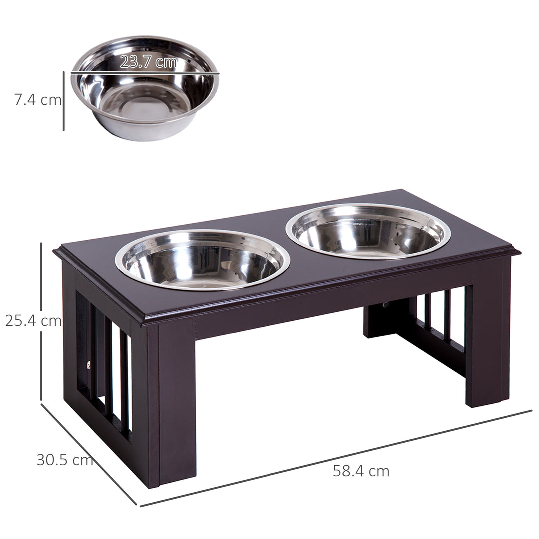Pawhut Large Stainless Steel Pet Feeder, 58.4Lx30.5Wx25.4H cm, Elevated Design for Comfort, Brown