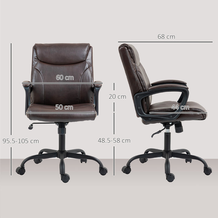 Executive Office Chair, Faux Leather Desk Chair with Height Adjustable, Swivel Wheels and Tilt Function, Computer Chair for Home Office and Study Room, Brown