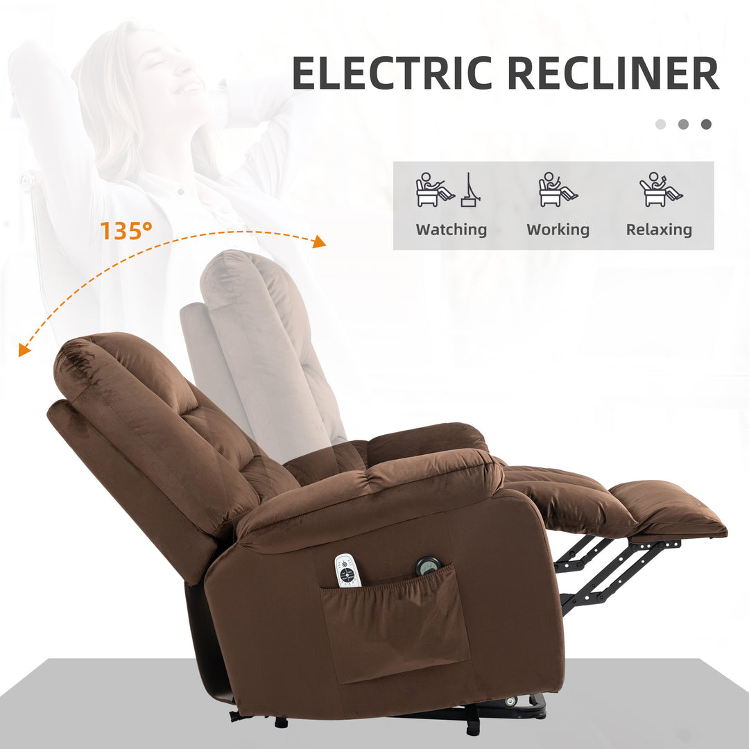 Leathaire Eight Massage Point Armchair, with Heat and Reclining Back - Brown