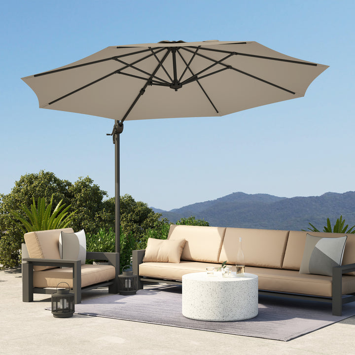 3 m Five-Angle Cantilever Parasol - Light Grey