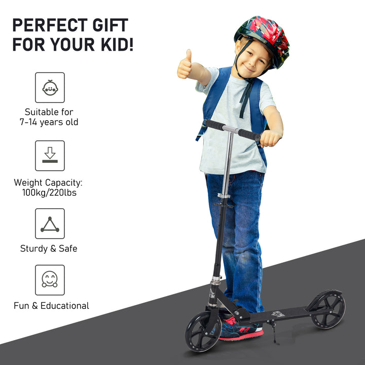 HOMCOM Foldable Kids Scooter, Adjustable Height, Rear Brake, Ride On Toy for Ages 3