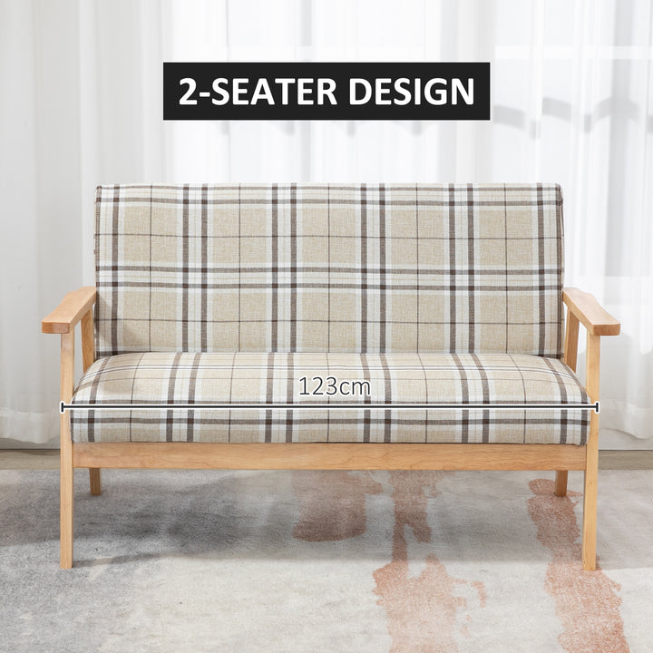 HOMCOM Loveseat w/ Checked Pattern, Linen-Feel Fabric Seat & Padded Back, for Bedroom, Living room, Office, Studio and Attic | Aosom UK