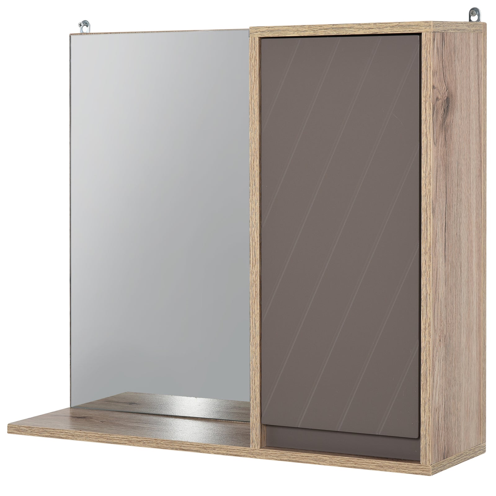 Bathroom Mirror Cabinet, Wall-Mounted Bathroom Cabinet with Mirror and Adjustable Inner Shelf, 57L x 14.2W x49.2H cm