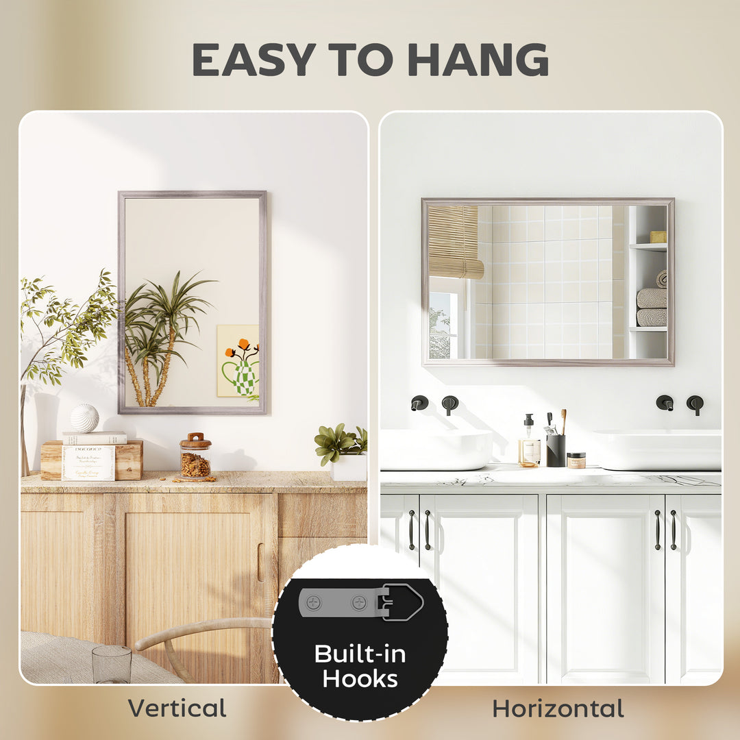 Wall Bathroom Mirror, 40 x 60 cm Wall-Mounted Mirror for Living Room, 