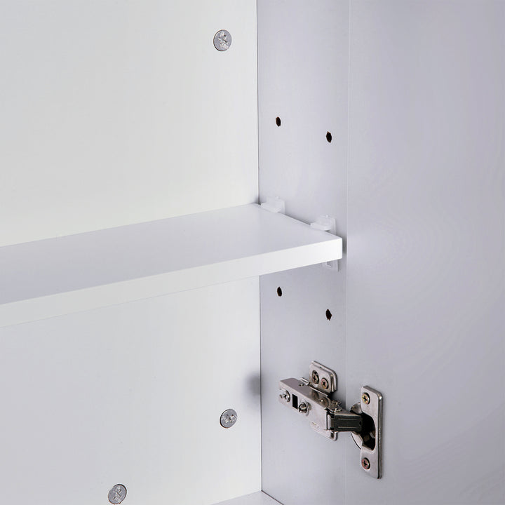 Mirror Cabinet, Wall Mount Bathroom Storage Cabinet with Adjustable Shelf, Double Door Cupboard, 60 x 15 x 75 cm, White