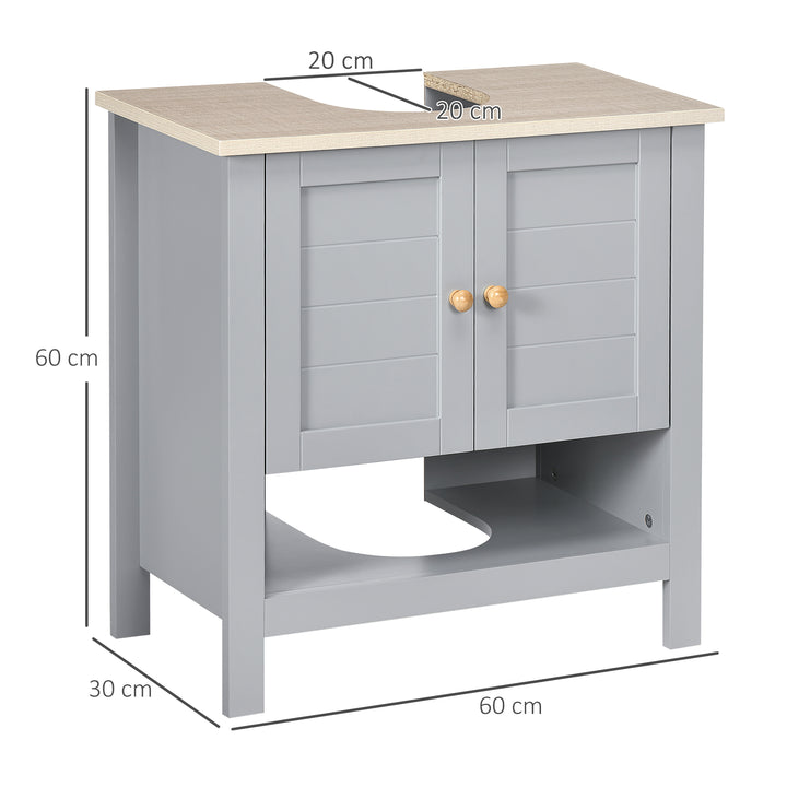 MCL Under Sink Cabinet, Bathroom Vanity Unit, Pedestal Under Sink Design, Storage Cupboard with Adjustable Shelf, Grey