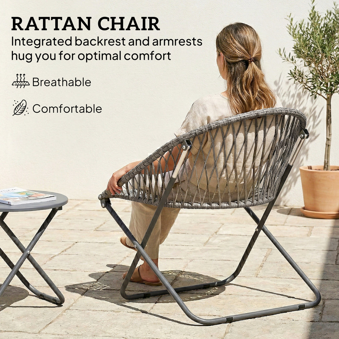 Patio Bistro Set, Folding Patio Furniture Set with 2 Chairs and Table,