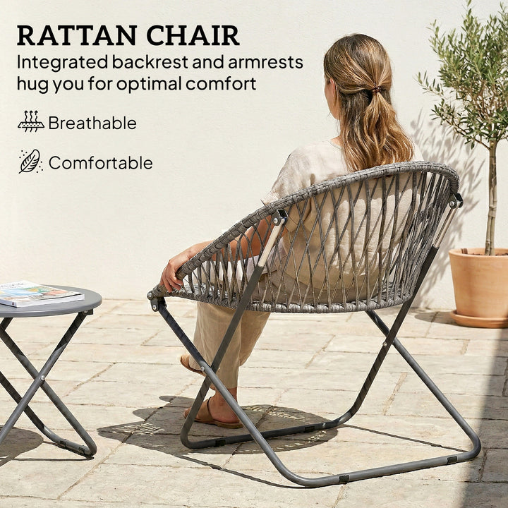Patio Bistro Set, Folding Patio Furniture Set with 2 Chairs and Table,