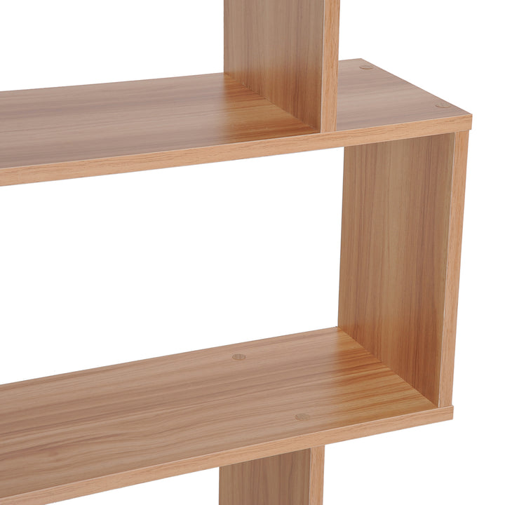Bookcase, 6 Tier Shelf S Shaped Bookshelf, Storage Unit, Display Shelf for Living Room, Bedroom, Home Office, Plant, Maple