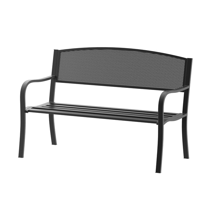 Garden Bench Furniture Patio Park 2 Person Chair Seat Steel Black 120cm Outdoor