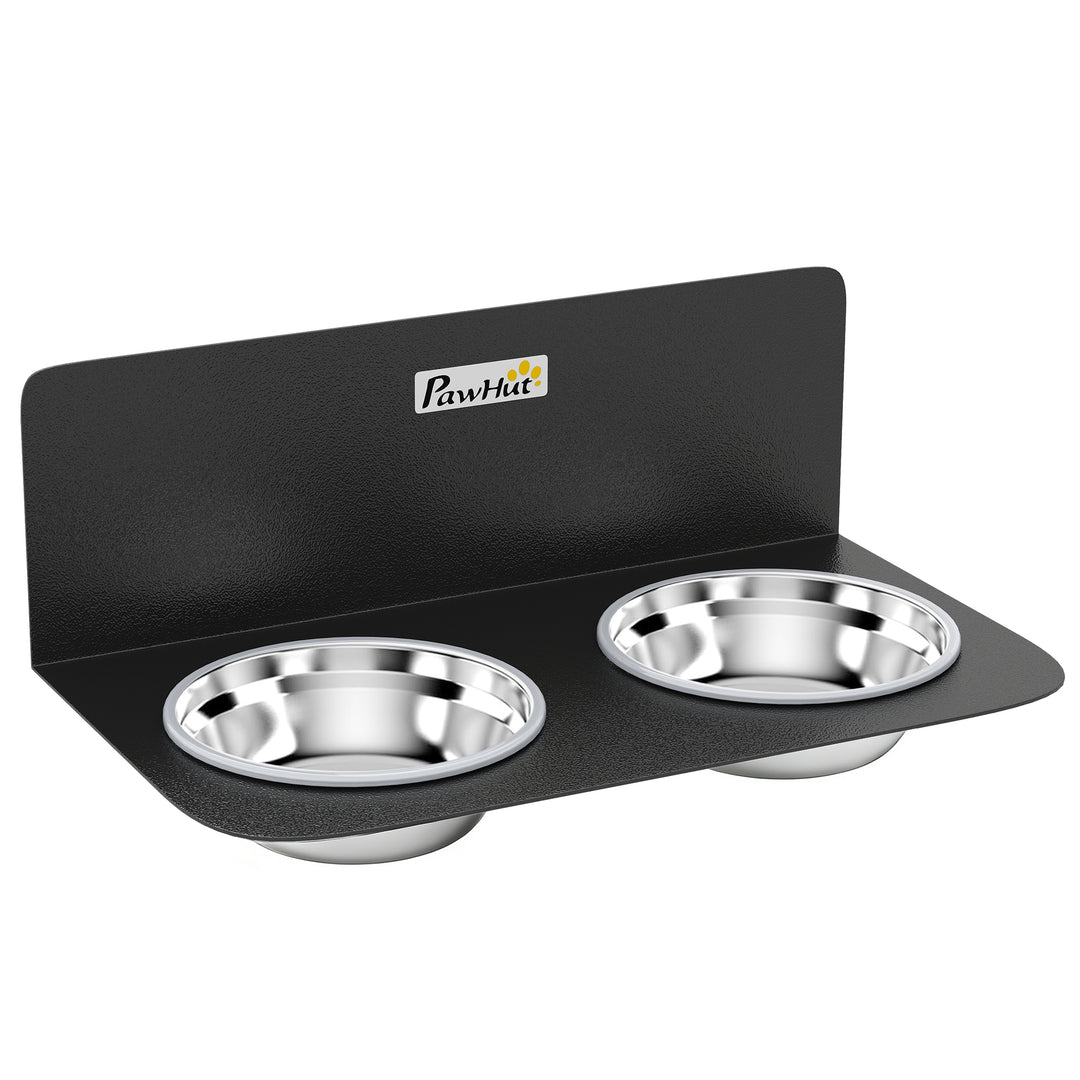 Wall Mount Dog Bowls, Adjustable Height Raised Dog Feeding Station wit