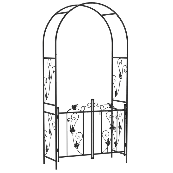 2.17m Steel Garden Arch with Gate, Wedding Arch for Outdoor, Garden, 1