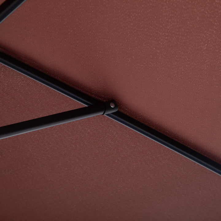 MCL 2.6M Garden Parasol Umbrella with Tilt and Crank, Outdoor Sun Parasol Sunshade Shelter with Aluminium Frame, Coffee