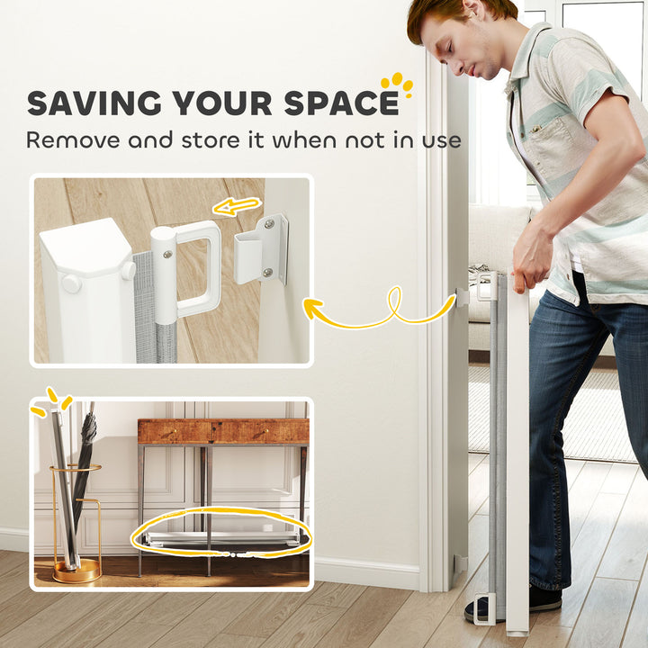 MCL Retractable Pet Safety Gate, Folding Dog Barrier, Grey