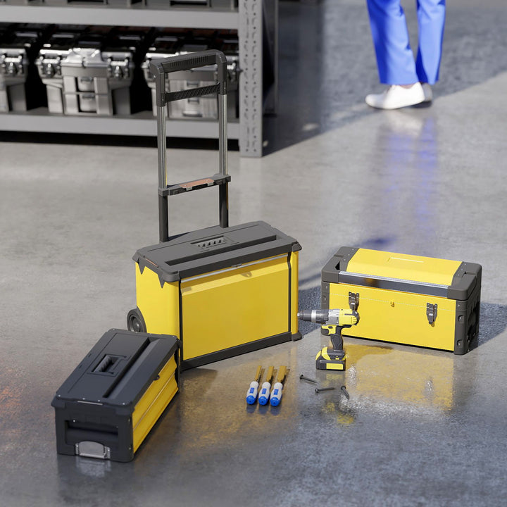 3-in-1 Stackable Rolling Tool Box - Yellow