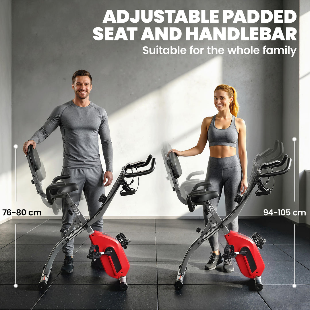 4-In-1 Folding Exercise Bike with Resistance Bands, Bluetooth App, 8-L