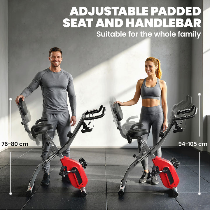 4-In-1 Folding Exercise Bike with Resistance Bands, Bluetooth App, 8-L