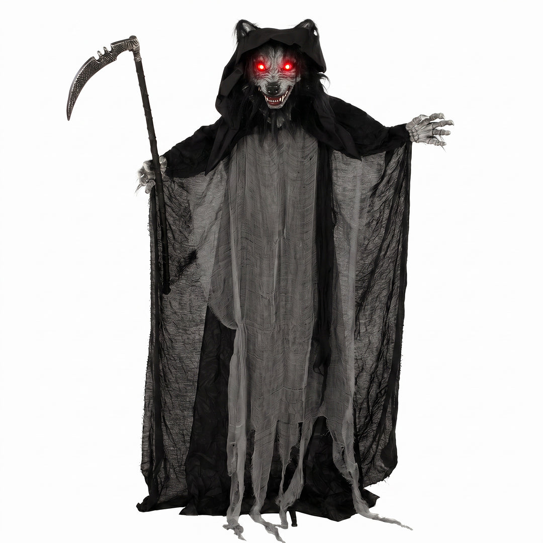 Halloween Standing Werewolf Animated Decoration with Light-Up Eyes, So