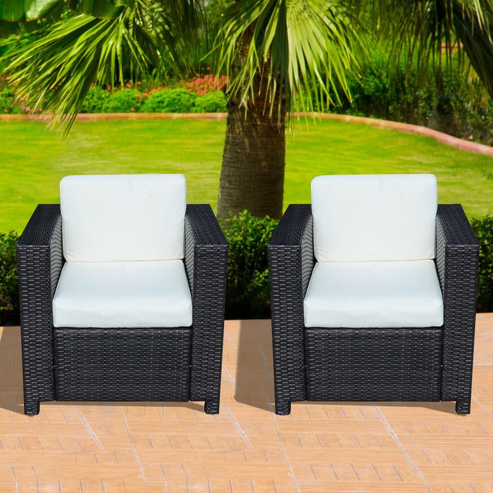 MCL 2 Rattan Garden single Seater Chair All Weather Wicker Weave Single Sofa chair armchair Patio Black