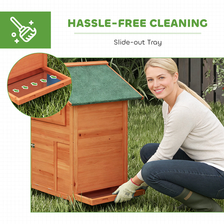 Chicken Coop, Wooden Hen House with Nesting Box, Pull-Out Tray, Slidin