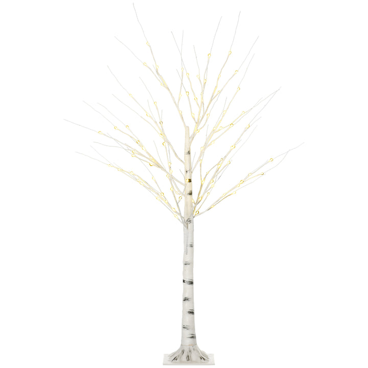MCL 5ft Artificial White Birch Tree Light with Warm White Pre-Lit LED Light for Indoor and Covered Outdoor Use