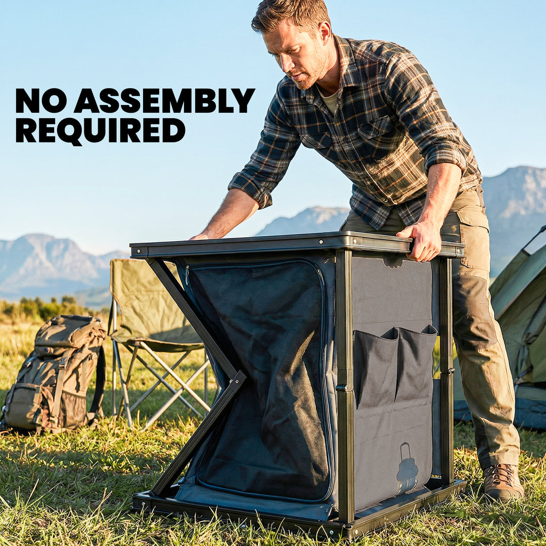 Camping Camping Cupboards, Folding Portable Kitchen Table with 3-Tier 