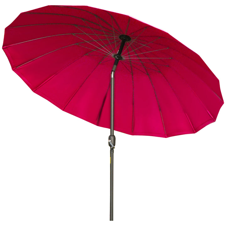 Outsunny Waterproof Parasol Patio Protector: 255cm Outdoor Table Umbrella with Tilt, Crank & Durable Ribs, Vinous Red | Aosom UK